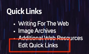 The quick links menu with a red box around "edit quick links"