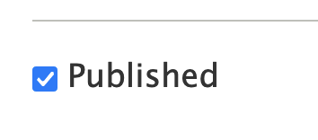 The Published option with a checkmark next to it